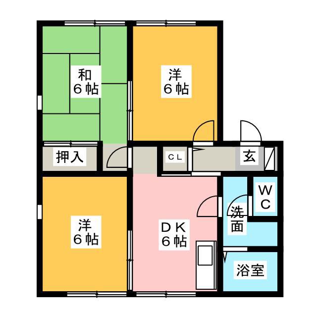 メゾンむつみヶ丘(3DK/1階)の間取り写真