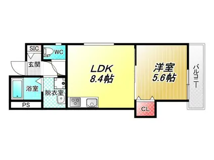 クリエオーレ若草町II(1LDK/3階)の間取り写真