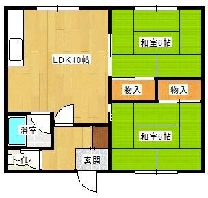 カーサクラージュ日の出(2LDK/1階)の間取り写真