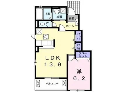 プランドール東赤石 B(1LDK/1階)の間取り写真