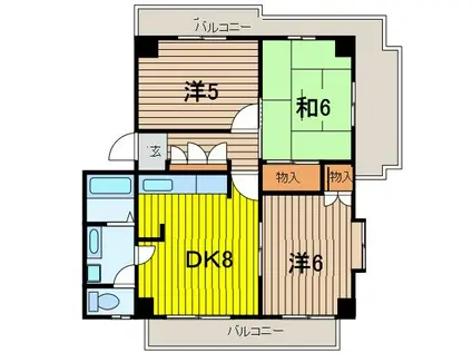 第3あかつき(3DK/2階)の間取り写真
