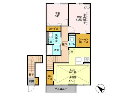 ユーミー(2LDK/2階)の間取り写真