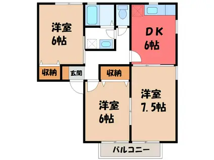 アビイロードI(3DK/1階)の間取り写真