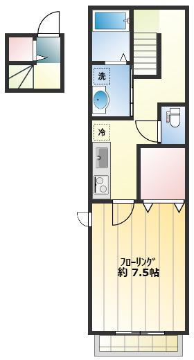 MANDEL HEIM(1K/2階)の間取り写真