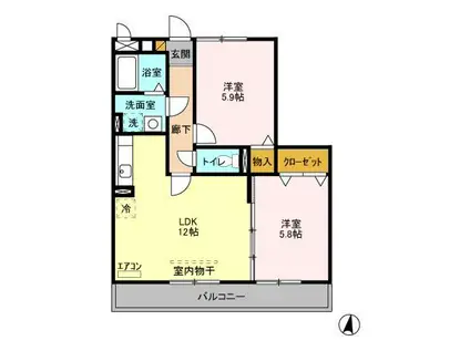 グレースヒルズI・II(2LDK/3階)の間取り写真