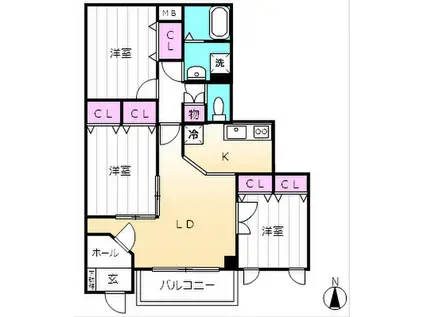 グレースハイツ岩崎(3LDK/1階)の間取り写真