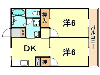 ディアコート21(2DK/1階)の間取り写真