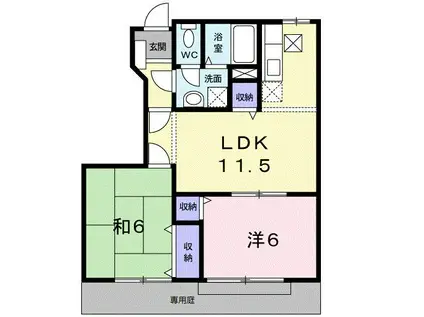 ポワンドゥ花梨I(2LDK/1階)の間取り写真