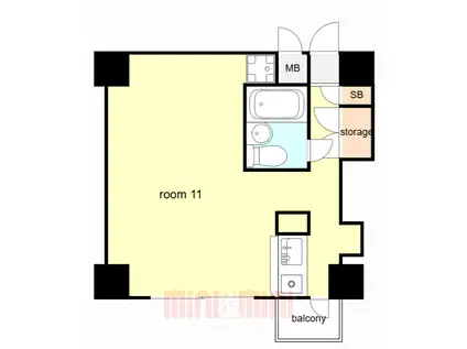 ハウゼ芦屋(ワンルーム/2階)の間取り写真