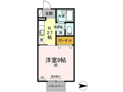 アベニューハタダIII(1K/2階)の間取り写真