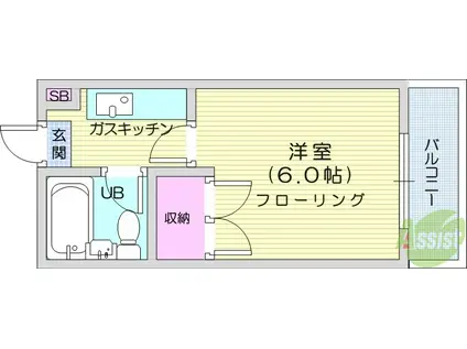 プレステージ横田(1K/2階)の間取り写真