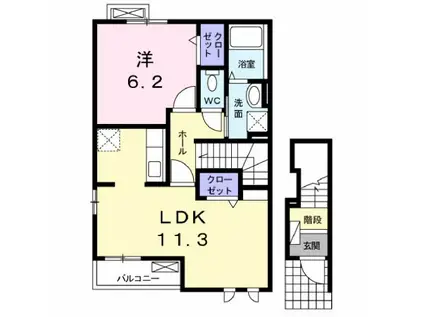 スパーブ レジデンス(1LDK/2階)の間取り写真