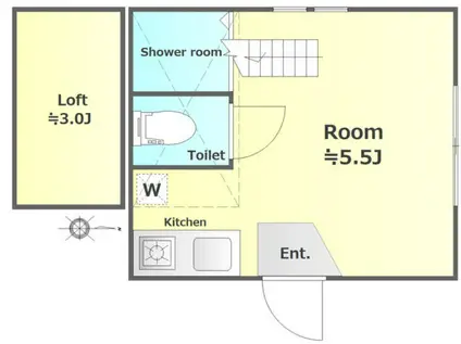 フェリスシリウス(ワンルーム/1階)の間取り写真