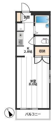 ベルメゾン(1K/2階)の間取り写真
