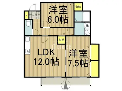 アンジェラ(2LDK/1階)の間取り写真