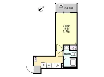 ベイルーム相模が丘(1K/2階)の間取り写真