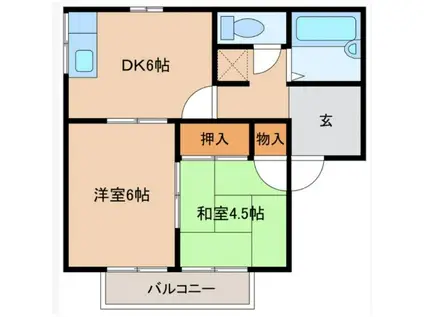 タイシュウコーポ(2DK/1階)の間取り写真