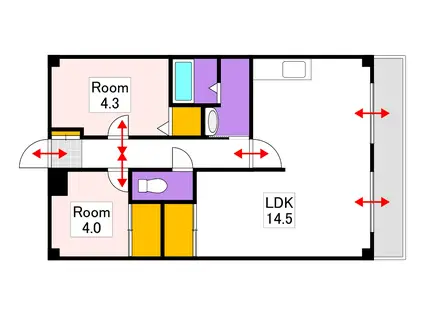 グランメゾン福成(2LDK/2階)の間取り写真
