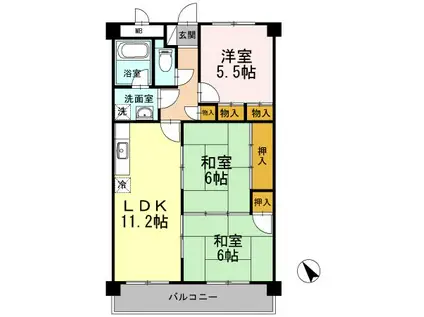 脇坂マンション(3LDK/1階)の間取り写真
