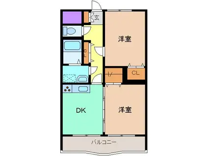 マンション メルベーユ(2DK/3階)の間取り写真