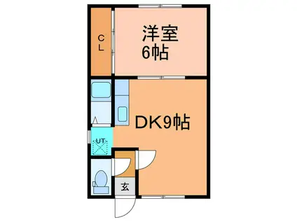 ひばりハイツ(1DK/2階)の間取り写真