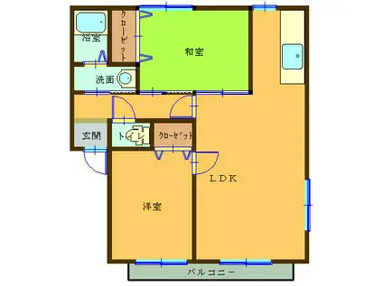 グランドゥールマルナカ 1号棟(2LDK/1階)の間取り写真