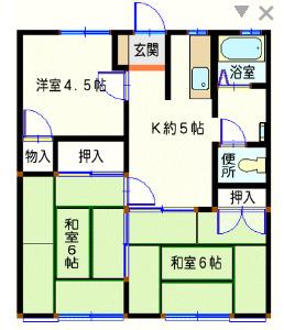 サンシティー北新在家 A棟(3K/2階)の間取り写真