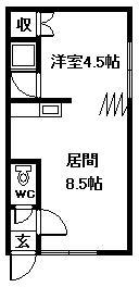 エスポワール10条(1DK/2階)の間取り写真