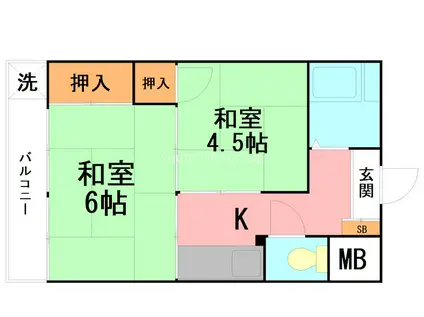 伊澤ビル(2K/3階)の間取り写真