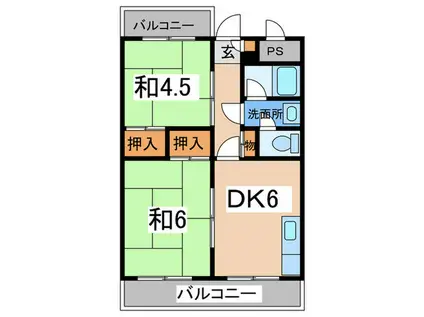 マンションアイランド(2DK/3階)の間取り写真