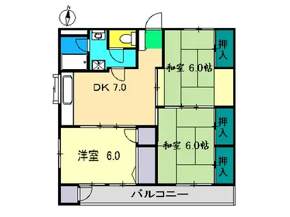 浜田マンション(3DK/2階)の間取り写真