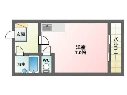 フレンドリー北田辺(ワンルーム/1階)の間取り写真