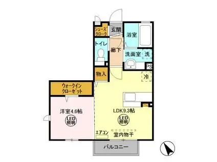 グランシャリオII(1LDK/2階)の間取り写真