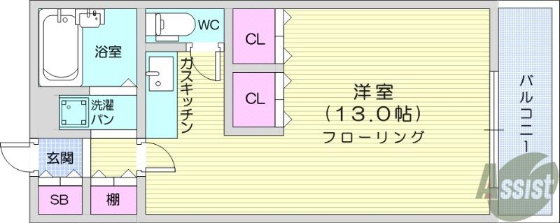 メゾンブランシュ1号館(ワンルーム/3階)の間取り写真