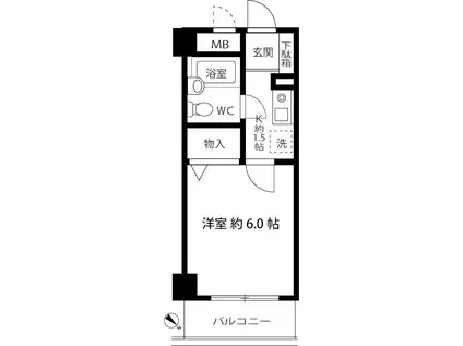 スカイフラッツ・ボアヴェール(1K/2階)の間取り写真