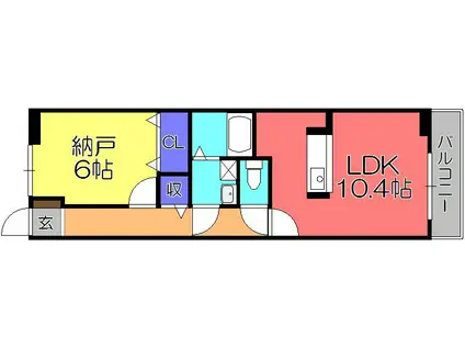 メゾン・ド・フラン(1LDK/2階)の間取り写真