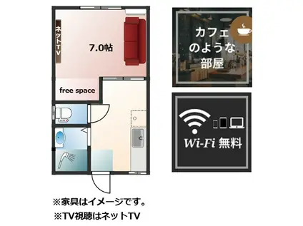 X-RISE湯田温泉駅前(1K/2階)の間取り写真