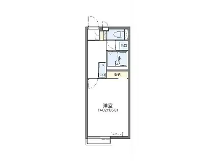 レオネクストイーストオーシャン(1K/1階)の間取り写真