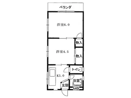 中井マンション(2K/4階)の間取り写真