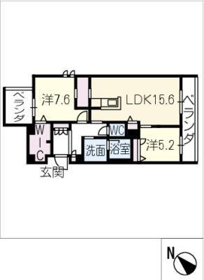 シャーメゾンサクラスクエア本郷(2LDK/4階)の間取り写真