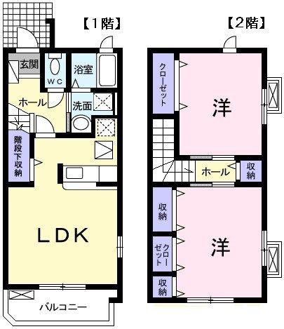 プリムローズII(2LDK/1階)の間取り写真