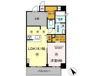 みらいビル(1LDK/2階)の間取り写真