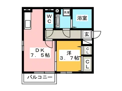 よろづや5 A(1DK/1階)の間取り写真