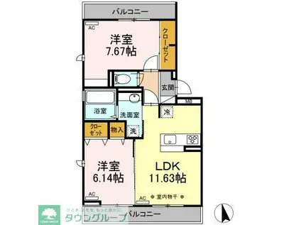 マリポーサ/マリキータ マリポーサ・ブランカ(2LDK/3階)の間取り写真