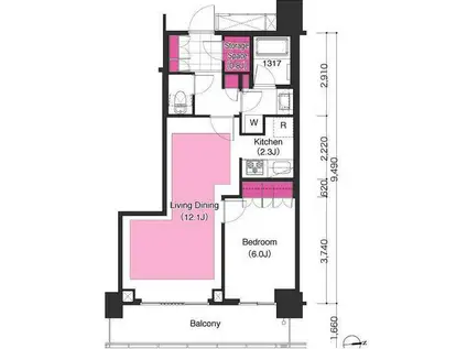 BRILLIA IST TOWER 勝どき(1LDK/14階)の間取り写真