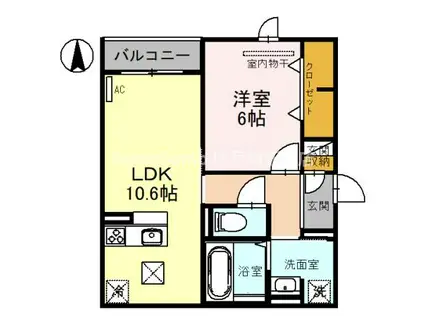 D-ROOM南塚口(1LDK/1階)の間取り写真