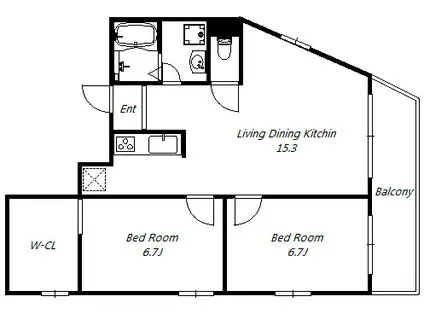 レシア六甲(2LDK/8階)の間取り写真