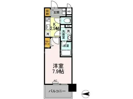 都営三田線 西台駅 徒歩9分 7階建 築6年(1K/1階)の間取り写真