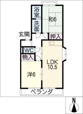 ハーベストGOTO(2LDK/2階)の間取り写真