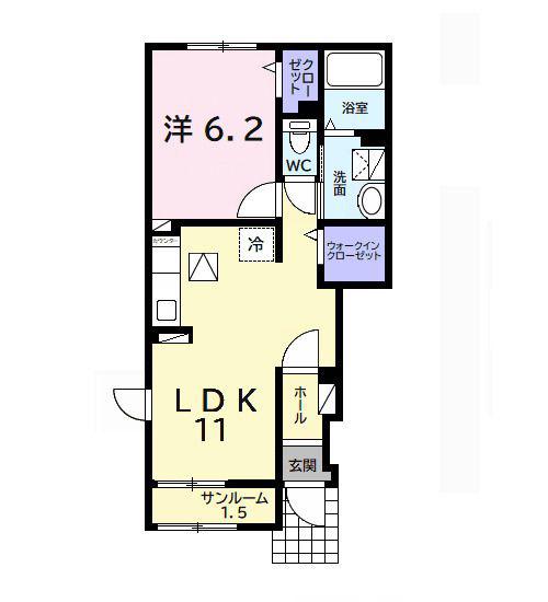 ルミエールA(1LDK/1階)の間取り写真